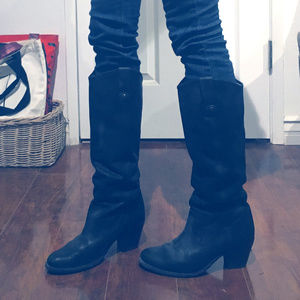 Frye Jackie Tall Pull On Mid Heel Boots - Size 7